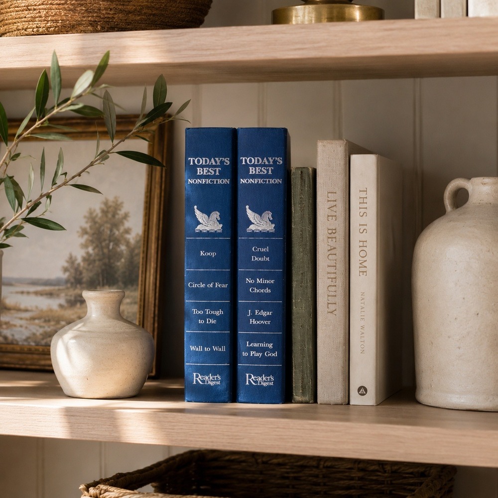 Vintage Blue Decorative Books Set of‎ 2 Reader's Digest Shelf Decor Library